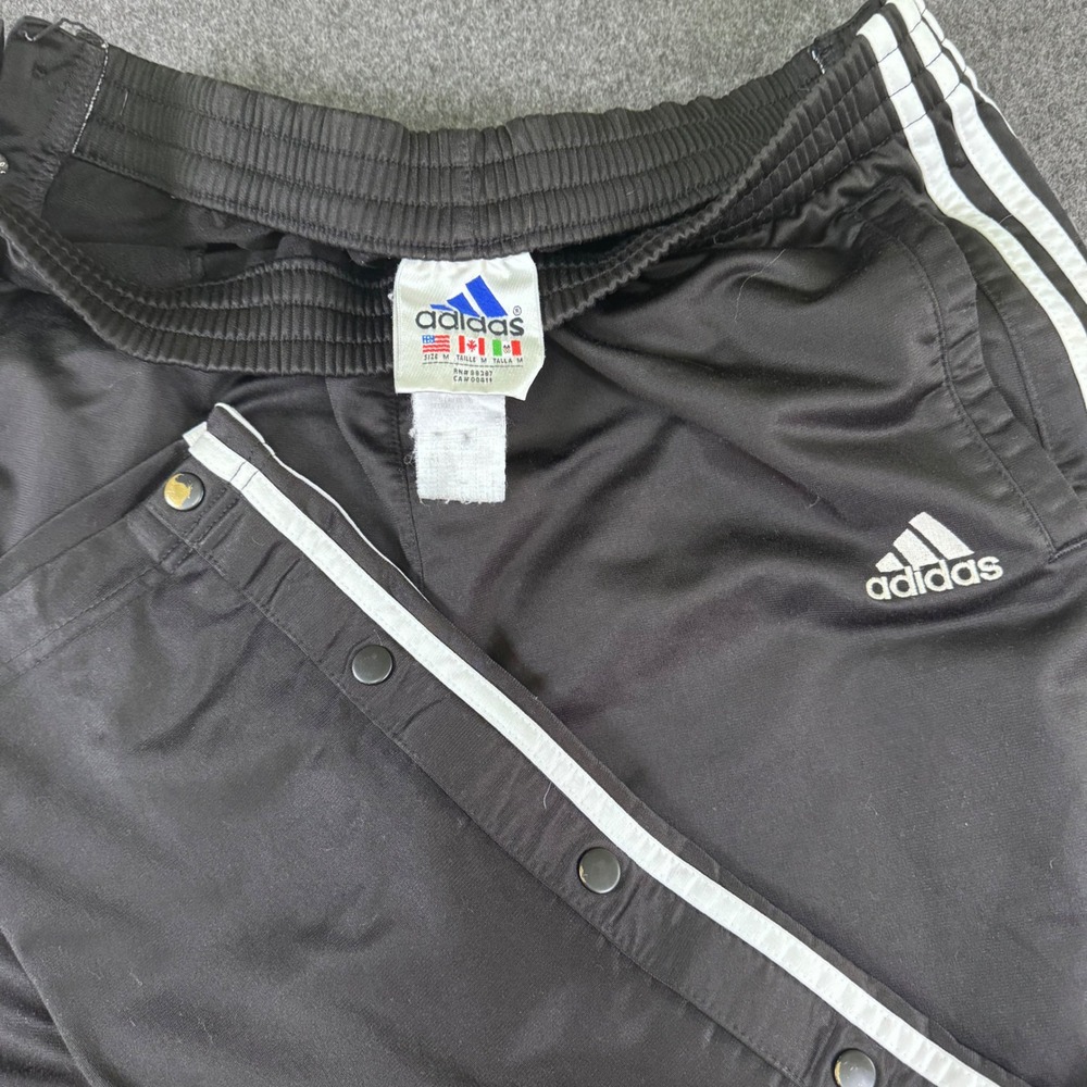 Vintage Adidas Adibreak Snap Breakaway Track Pants Black White Mens Medium